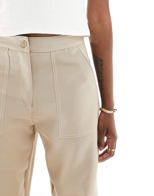Vero Moda – Tall – Beige chinobyxor med kontrastsömmar - Image 4