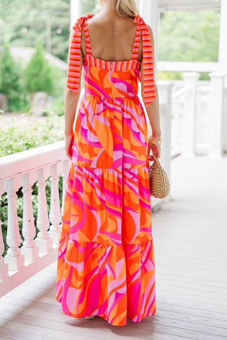 Tiered Maxi Dress Abstract Print - Image 2