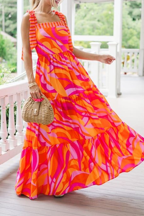 Tiered Maxi Dress Abstract Print - Image 3