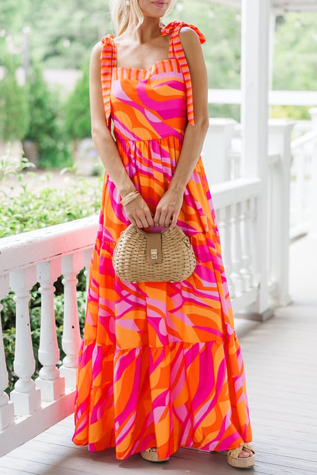 Tiered Maxi Dress Abstract Print - Image 4