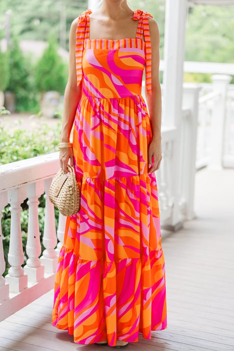 Tiered Maxi Dress Abstract Print - Image 5