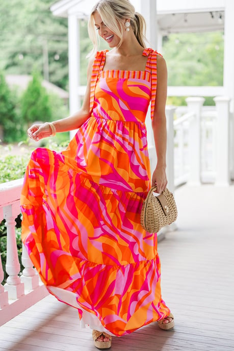 Tiered Maxi Dress Abstract Print - Image 6