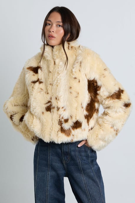 Cow Print Fur Jacket - Image 1
