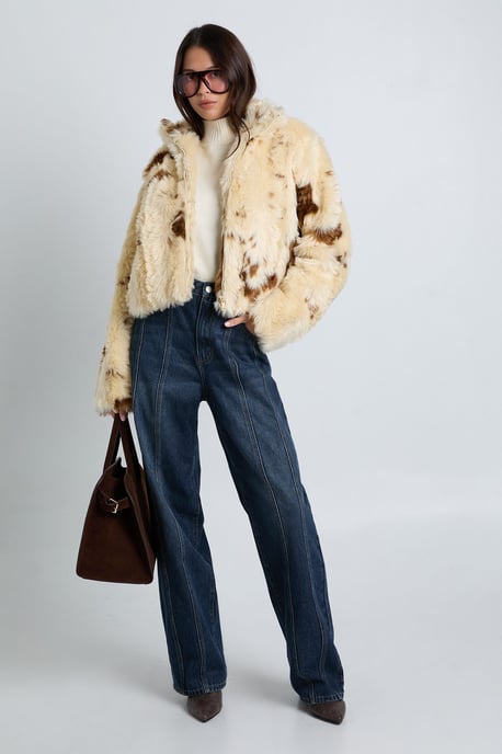 Cow Print Fur Jacket - Image 2