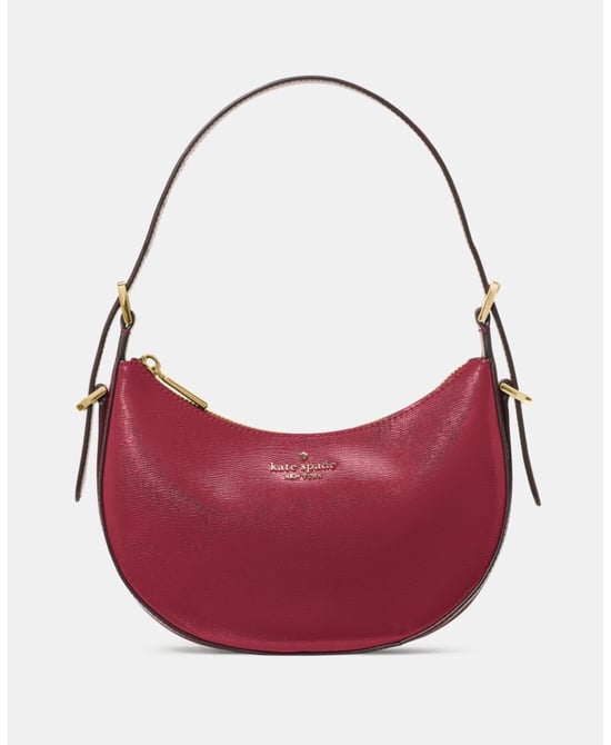Nova Textured Patent Leather Small Crescent Shoulder Bag - Image 1