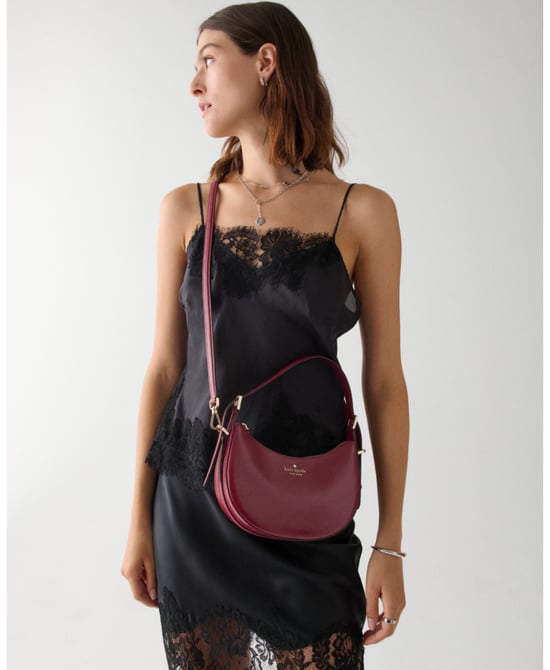 Nova Textured Patent Leather Small Crescent Shoulder Bag - Image 2