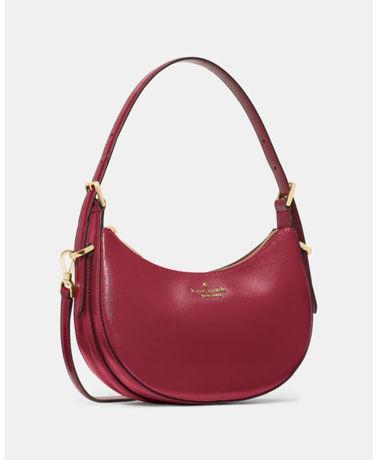 Nova Textured Patent Leather Small Crescent Shoulder Bag - Image 3
