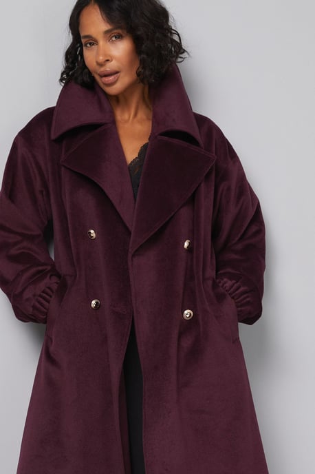 Elastic Cuff Collar Detail Maxi Coat - Image 2