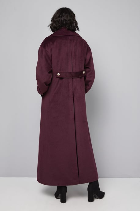 Elastic Cuff Collar Detail Maxi Coat - Image 3