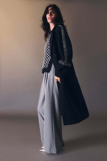 Wool Embellished Oversize Tailored Coat - Image 1