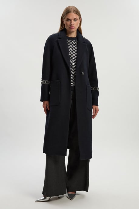 Wool Embellished Oversize Tailored Coat - Image 3