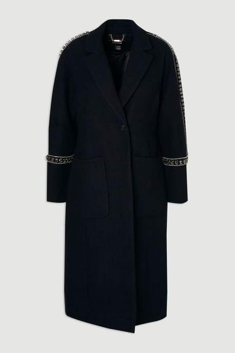 Wool Embellished Oversize Tailored Coat - Image 4