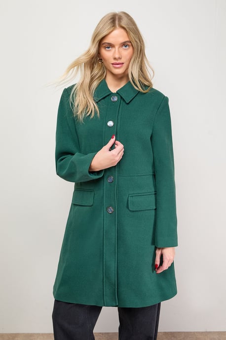Faux Wool Button Through Dolly Coat - Image 2
