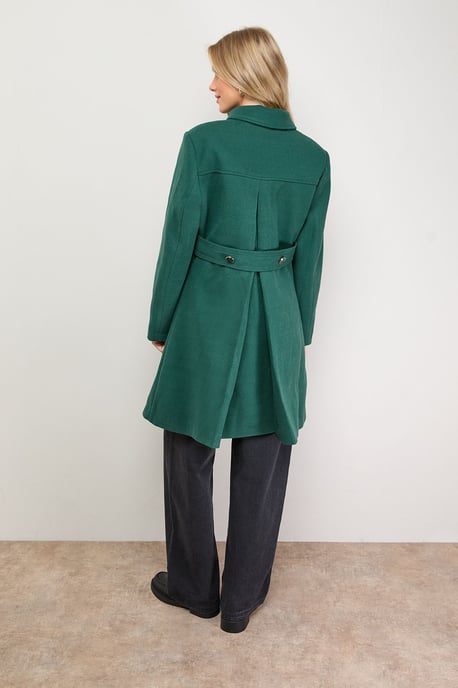 Faux Wool Button Through Dolly Coat - Image 3