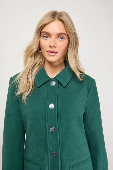 Faux Wool Button Through Dolly Coat - Image 4