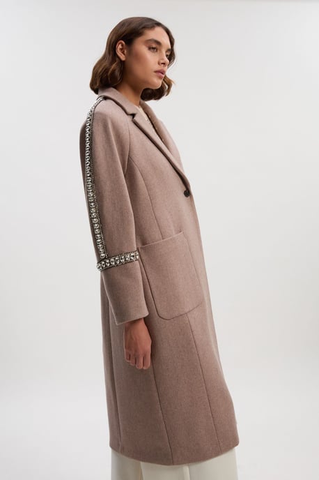 Wool Embellished Oversize Tailored Coat - Image 1