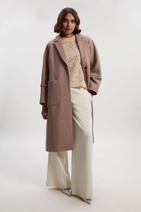 Wool Embellished Oversize Tailored Coat - Image 2