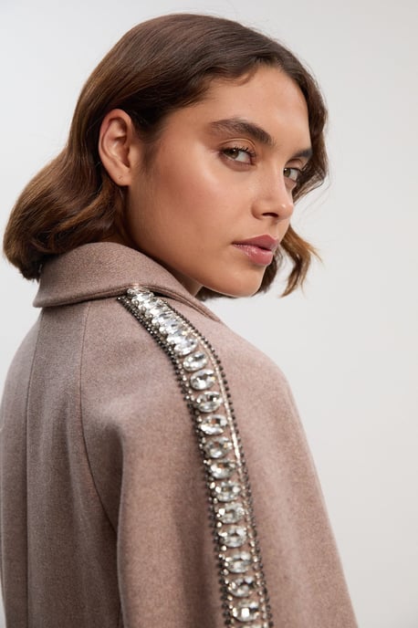Wool Embellished Oversize Tailored Coat - Image 3