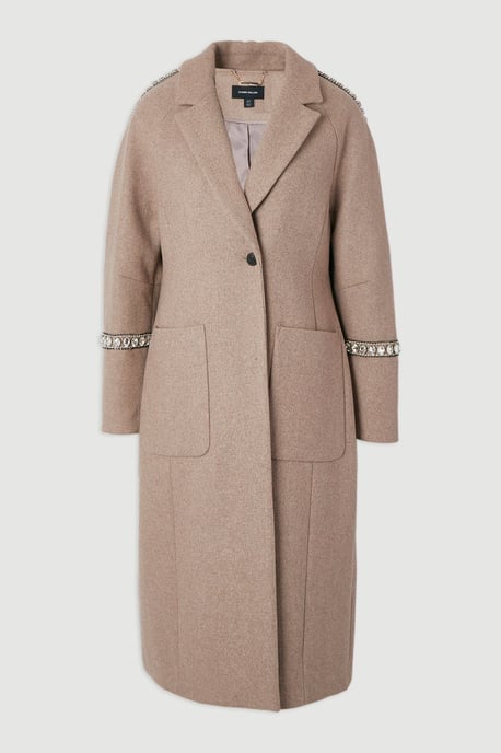 Wool Embellished Oversize Tailored Coat - Image 4