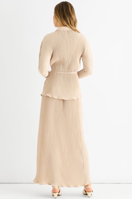 Beige plisserad skjorta med knappar - Image 4