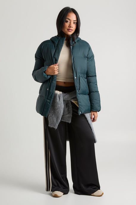 Cinch Waist Hooded Puffer Jacket - Image 1