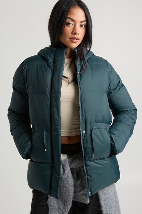 Cinch Waist Hooded Puffer Jacket - Image 3