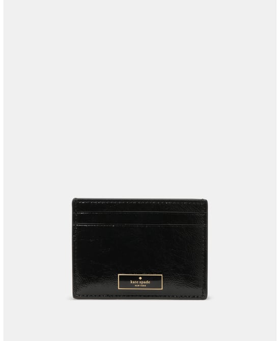 Bridget Crinkle Patent Small Slim Card Holder - Image 1
