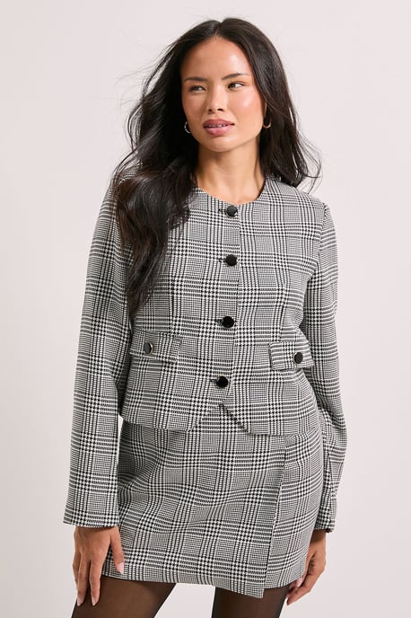 Button Detail Cropped Jacket - Image 1