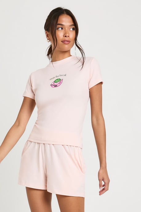 Matcha Break Baby Tee and Short Pyjama Set - Image 3