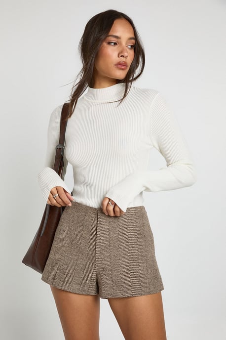 Premium Herringbone Tailored Shorts - Image 1