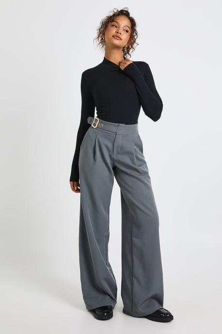 Tall Low Rise Belted Straight Leg Trousers - Image 3