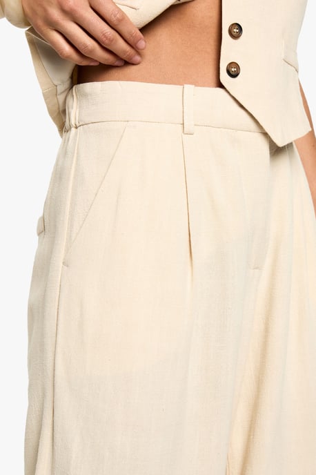 Petite Linen Look Essential Wide Leg Trouser - Image 4