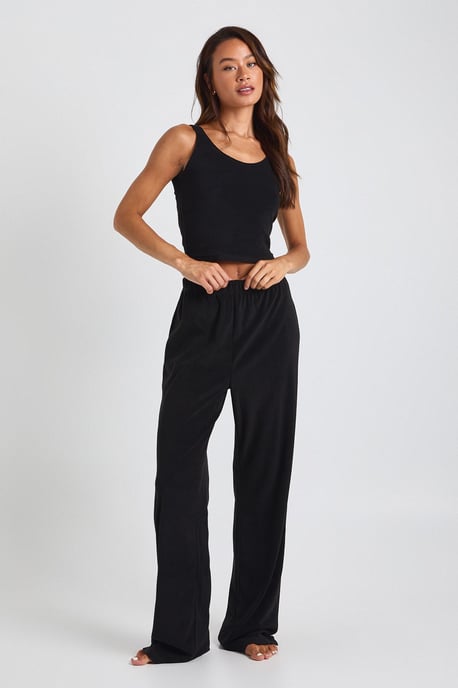 Tall Velour Fleece Cami Top & Wide Leg Trousers Lounge Set - Image 3