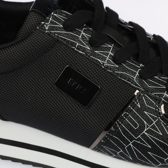 Women's DKNY Davie Lace Up Wedge Trainers in Black Grey - Image 5