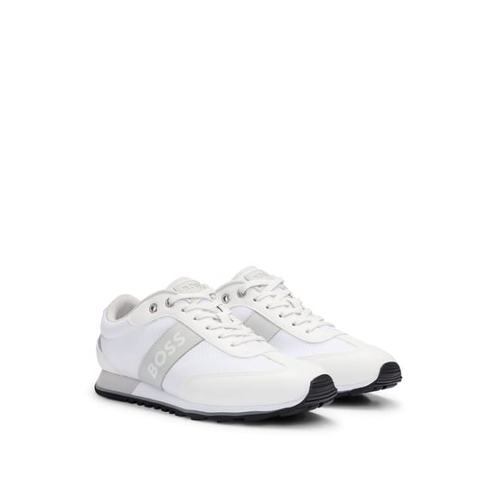 Men's Boss Parkour Mixed Material Trainers in White - Image 2