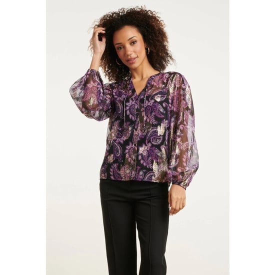 Smashed Lemon 24801 paarse paisley blouse met en jacquard | - Image 1