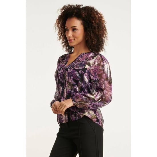 Smashed Lemon 24801 paarse paisley blouse met en jacquard | - Image 3