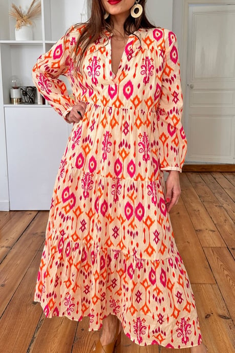 Tiered Ikat Maxi Dress - Image 6