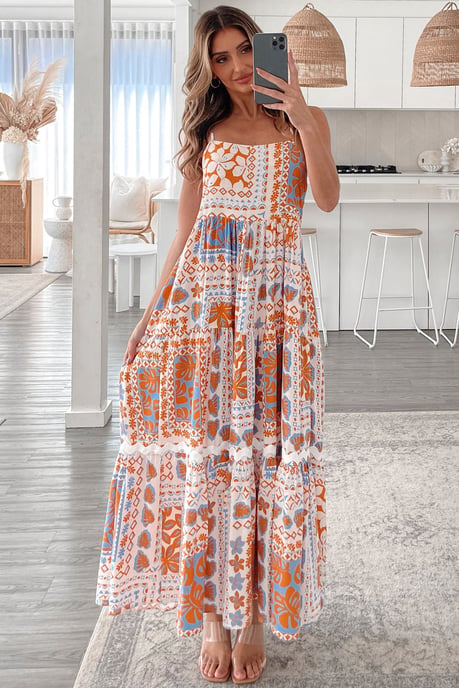 Tiered Maxi Dress Patchwork Print - Image 5