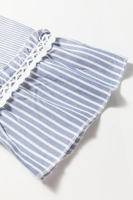 Striped Midi Dress Lace Trim - Image 6