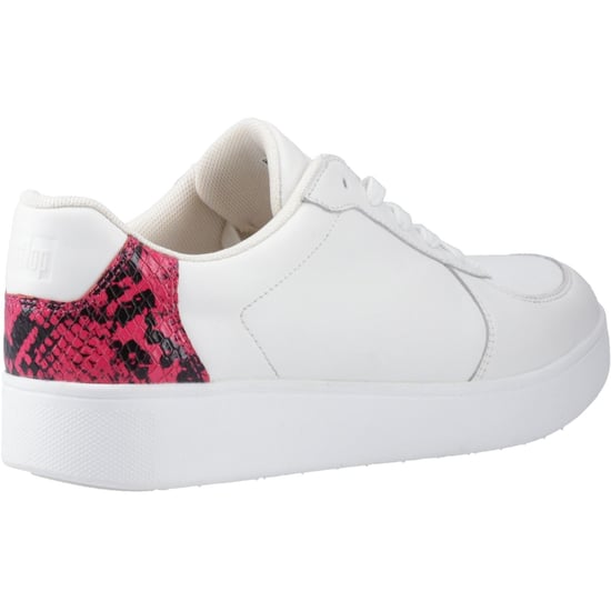 Fitflop Rally Snakeprint-Backtab Leather Women's Urban White/Wild Raspberry Trainers - Image 2