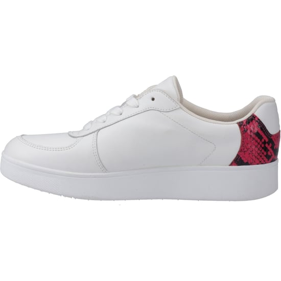 Fitflop Rally Snakeprint-Backtab Leather Women's Urban White/Wild Raspberry Trainers - Image 4