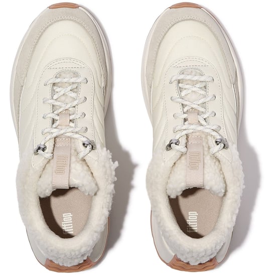 Fitflop F-Mode Flow Suède Dames Crème Mix Sneakers - Image 3