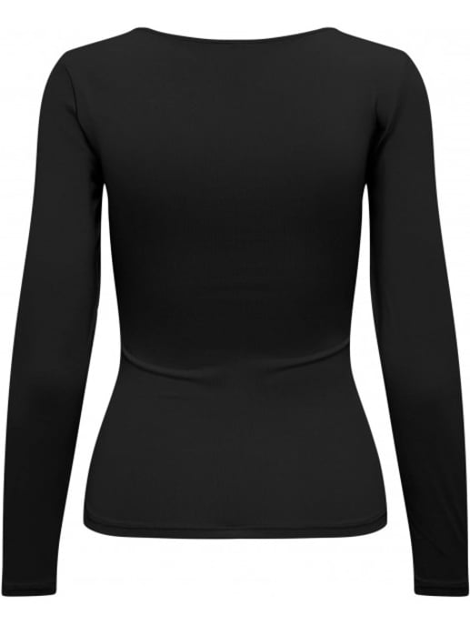 Only Onlea l/s 2-way deep neck top jrs noos black - Image 3