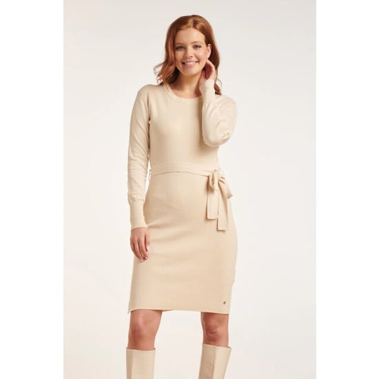 Smashed Lemon 24622 beige gebreide jurk met ronde hals | - Image 2