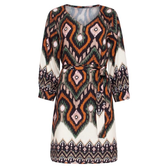 Smashed Lemon 23529 dames klassieke v-hals jurk met riemopvallende tribal print | - Image 2