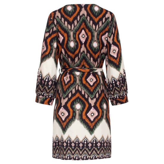 Smashed Lemon 23529 dames klassieke v-hals jurk met riemopvallende tribal print | - Image 4