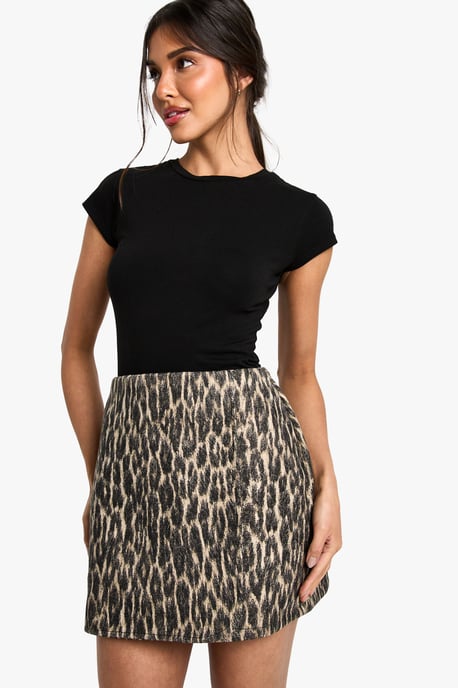 Wrap Over Leopard High Waisted Mini Skirt - Image 1