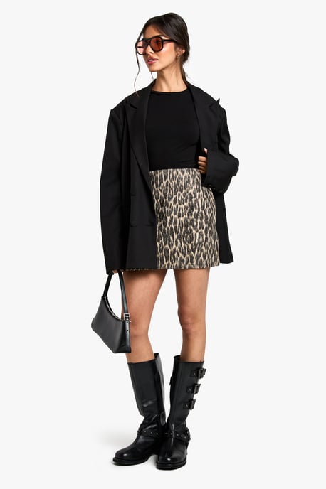 Wrap Over Leopard High Waisted Mini Skirt - Image 3