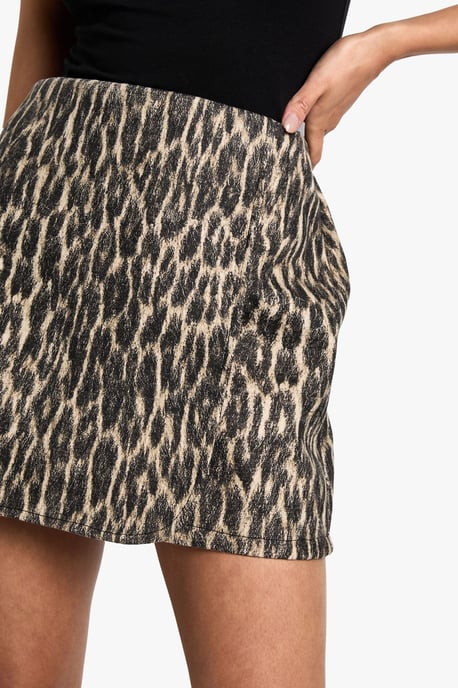 Wrap Over Leopard High Waisted Mini Skirt - Image 4